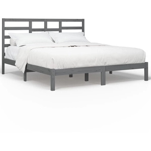 vidaXL Cadre de lit Gris Bois massif 200x200 cm pas cher