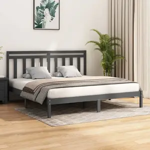 vidaXL Cadre de lit Gris Bois massif 200x200 cm