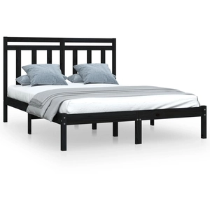 vidaXL Cadre de lit Noir Bois de pin massif 200x200 cm pas cher