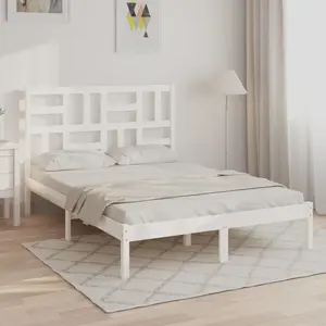 vidaXL Cadre de lit sans matelas blanc bois massif 140x200 cm pas cher