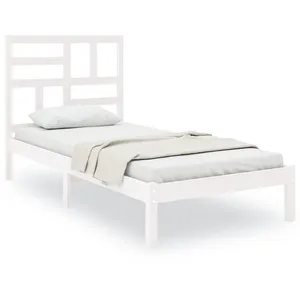 vidaXL Cadre de lit Blanc Bois massif 100x200 cm pas cher