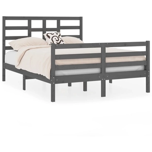 vidaXL Cadre de lit Gris Bois massif 200x200 cm pas cher