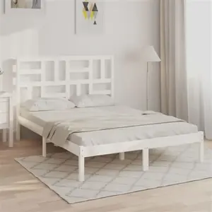 vidaXL Vidaxl Cadre De Lit Blanc Bois De Pin Massif 140x190 Cm pas cher
