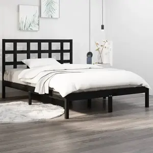 Comparateur de prix : vidaXL Cadre de lit Noir Bois massif 140x190 cm