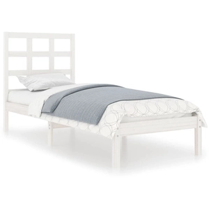 vidaXL Cadre de lit Blanc Bois massif 75x190 cm Petit simple pas cher