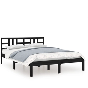 vidaXL Cadre de lit Noir Bois de pin massif 200x200 cm pas cher