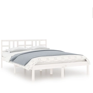 vidaXL Cadre de lit Blanc Bois massif 150x200 cm Très grand pas cher