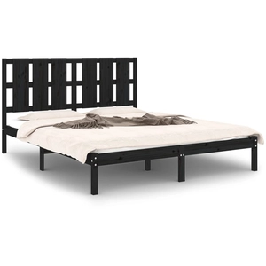 vidaXL Cadre de lit Noir Bois de pin massif 200x200 cm pas cher