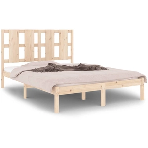 vidaXL Cadre de lit bois massif 135x190 cm double pas cher