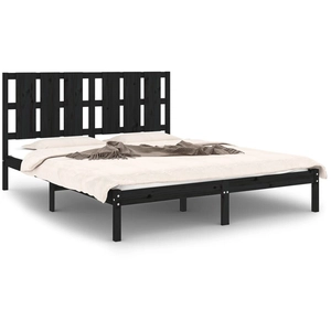 vidaXL Cadre de lit Noir Bois massif 150x200 cm Très grand pas cher