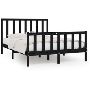 vidaXL Cadre de lit Noir Bois massif 200x200 cm pas cher