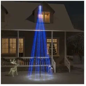 vidaXL Sapin de Noël sur mât de drapeau 732 LED Bleues 500 cm pas cher