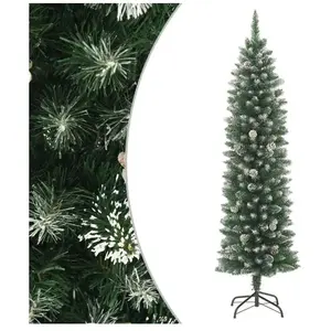 vidaXL Sapin de Noël artificiel mince avec support 240 cm PVC pas cher