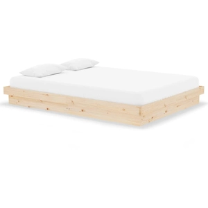 vidaXL Cadre de lit bois massif 135x190 cm double pas cher