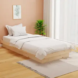 vidaXL Cadre de lit bois massif 90x190 cm simple pas cher