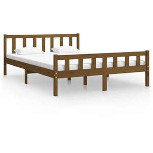 vidaXL Cadre de lit Marron miel Bois massif 120x200 cm pas cher