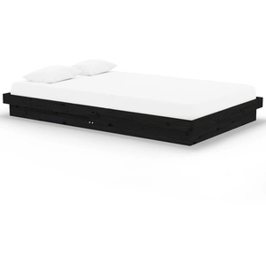 vidaXL Cadre de lit Noir Bois massif 120x200 cm pas cher