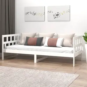 vidaXL Lit de jour blanc bois de pin massif 90x200 cm pas cher