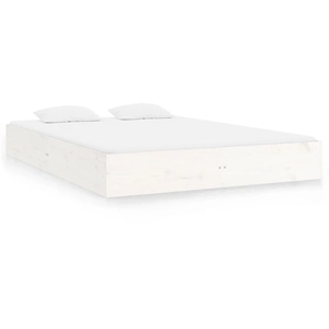 vidaXL Cadre de lit blanc bois massif 120x200 cm pas cher