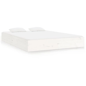 vidaXL Cadre de lit Blanc Bois massif 150x200 cm Très grand