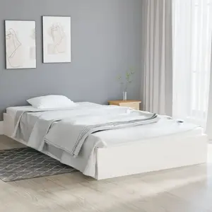 vidaXL Cadre de lit blanc bois massif 90x200 cm pas cher