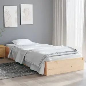 vidaXL Cadre de lit bois massif 75x190 cm petit simple pas cher