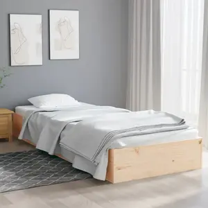 vidaXL Cadre de lit bois massif 90x190 cm simple pas cher