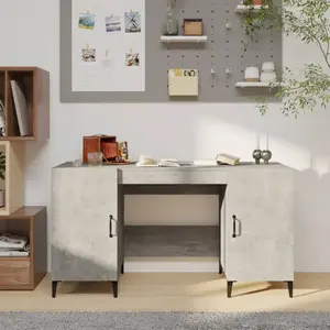 vidaXL Bureau Gris béton 140x50x75 cm Bois d'ingénierie pas cher