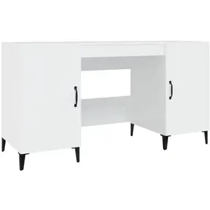 vidaXL Bureau Blanc brillant 140x50x75 cm Bois d'ingénierie pas cher