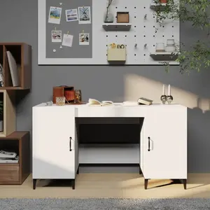vidaXL Bureau Blanc 140x50x75 cm Bois d'ingénierie pas cher
