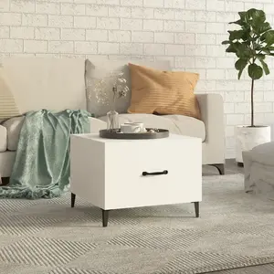 vidaXL Table basse avec pieds en métal Blanc 50x50x40 cm pas cher