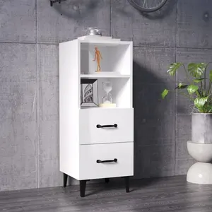 vidaXL Buffet Blanc brillant 34,5x34x90 cm Bois d'ingénierie pas cher