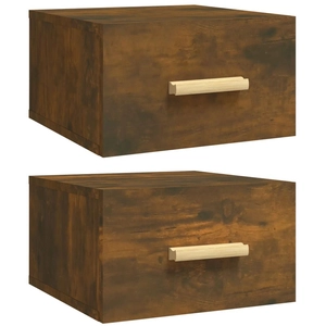 vidaXL Tables de chevet murales 2 pcs chêne fumé 35x35x20 cm pas cher