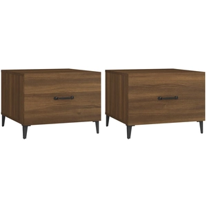 vidaXL Tables basses avec pieds en métal 2 pcs Chêne marron 50x50x40cm pas cher