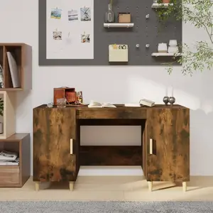 vidaXL Bureau Chêne fumé 140x50x75 cm Bois d'ingénierie pas cher