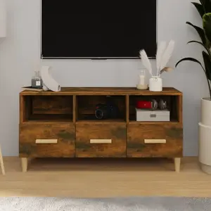 vidaXL Meuble TV Chêne fumé 102x36x50 cm Bois d'ingénierie pas cher