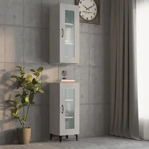 vidaXL Armoire murale suspendue Gris béton 34,5x34x90 cm pas cher