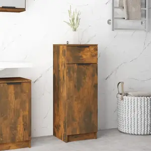 vidaXL Armoire de bain Chêne fumé 32x34x90 cm Bois d'ingénierie pas cher