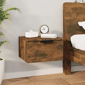 vidaXL Table de chevet murale Chêne fumé 34x30x20 cm pas cher