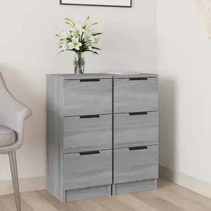 vidaXL Buffets 2 pcs Sonoma gris 30x30x70 cm Bois d'ingénierie pas cher
