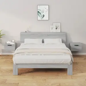 vidaXL Tables de chevet murales 2 pcs Sonoma gris 34x30x20 cm pas cher