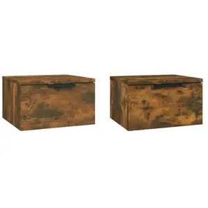 vidaXL Tables de chevet murales 2 pcs Chêne fumé 34x30x20 cm pas cher