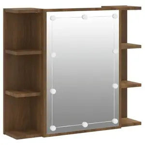 vidaXL Armoire à miroir avec LED Chêne marron 70x16,5x60 cm pas cher