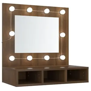 vidaXL Armoire à miroir avec LED Chêne marron 60x31,5x62 cm pas cher