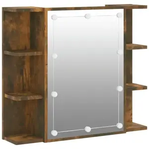 vidaXL Armoire à miroir avec LED Chêne fumé 70x16,5x60 cm pas cher