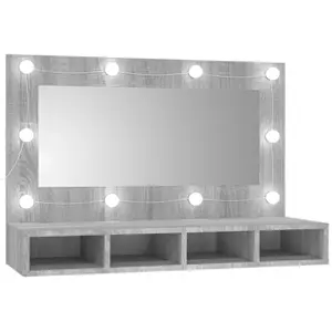 vidaXL Armoire à miroir avec LED Sonoma gris 90x31,5x62 cm pas cher