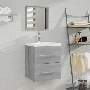 vidaXL Armoire de salle de bain avec miroir Sonoma gris 41x38,5x48 cm pas cher
