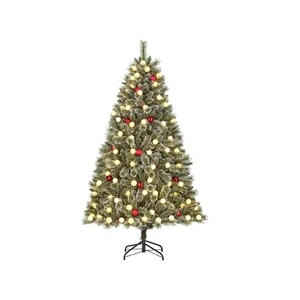 Black Box Trees Kaprun Kunstkerstboom met LED Verlichting en Timerfunctie - H180 x Ø108 cm - Groen, Rood