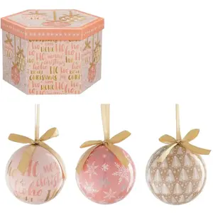 Mica Decorations House of Seasons Kerstballen Cadeauset - 14 Stuks - Ø8 cm - Onbreekbaar - Perzik, RozeVendu parbol