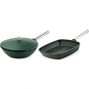 Westinghouse - Série performance - Poêle wok 28 CM + Poêle grill 28 CM - Vert pas cher